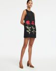 Yvonne Embroidered Mini Dress - Ebony