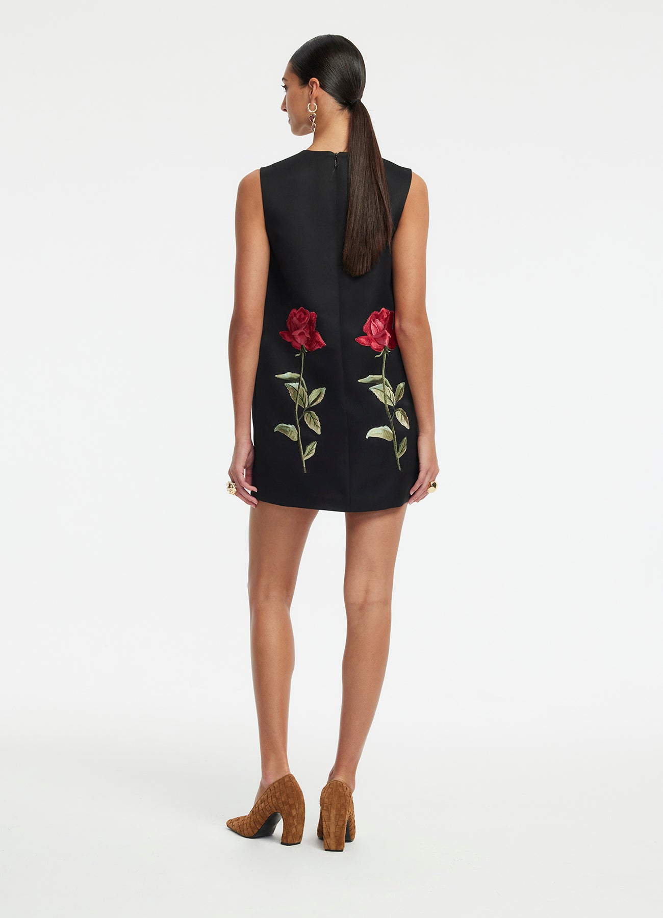 Yvonne Embroidered Mini Dress - Ebony
