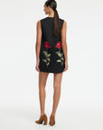 Yvonne Embroidered Mini Dress - Ebony