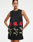 Yvonne Embroidered Mini Dress - Ebony