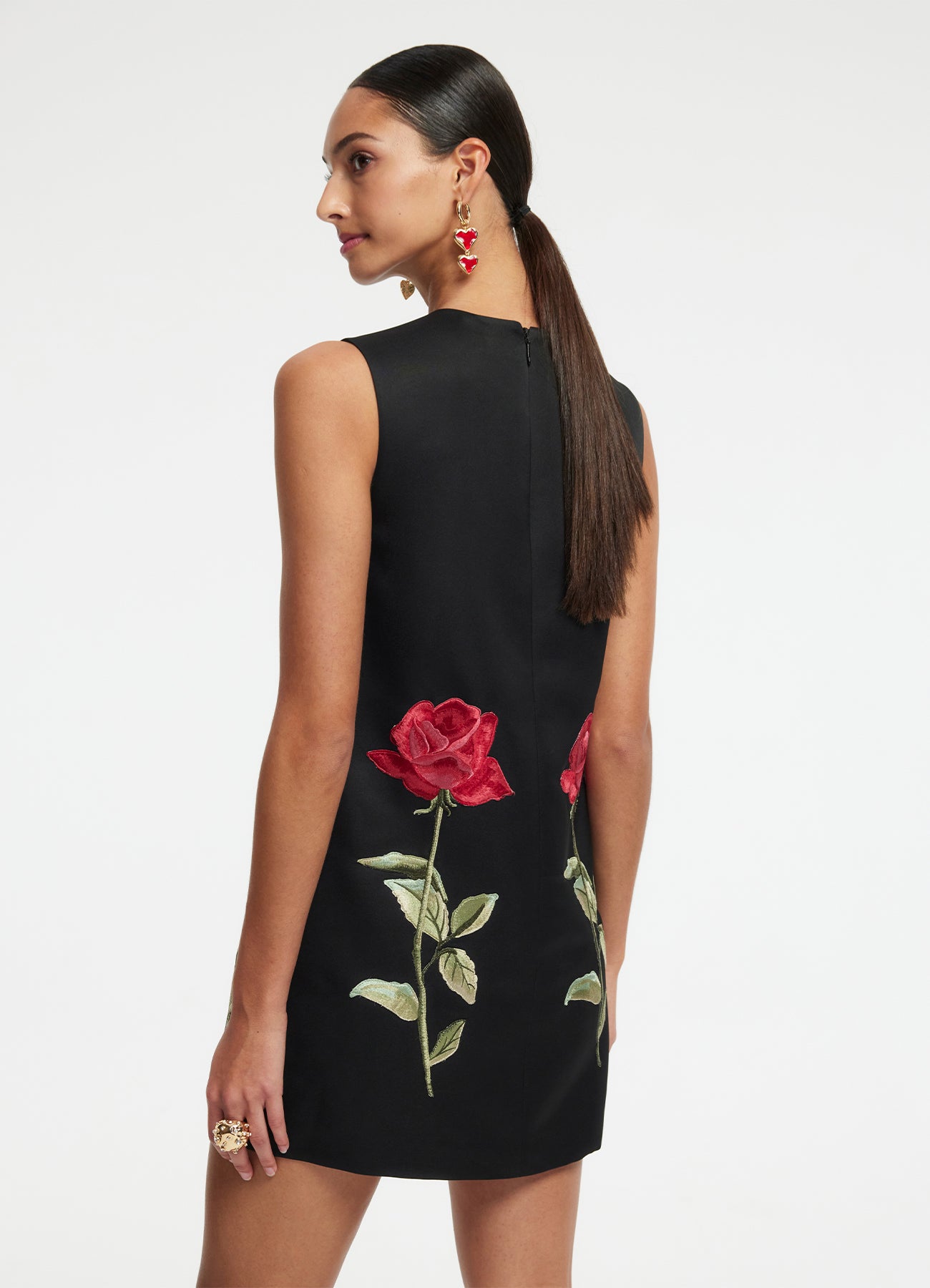 Yvonne Embroidered Mini Dress - Ebony