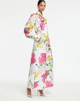 Freya Tie Neck Silk Blouse - Floral Pear Print