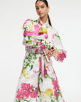 Freya Tie Neck Silk Blouse - Floral Pear Print