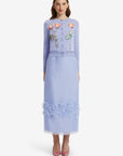 Claire Embroidered Knit Cardigan - Rose in Periwinkle