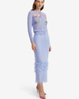 Claire Embroidered Knit Cardigan - Rose in Periwinkle