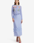 Claire Embroidered Knit Cardigan - Rose in Periwinkle