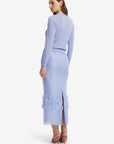 Claire Embroidered Knit Cardigan - Rose in Periwinkle