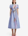 Marguerite Short Sleeve Midi Dress - Rose in Periwinkle