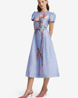 Marguerite Short Sleeve Midi Dress - Rose in Periwinkle
