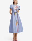 Marguerite Short Sleeve Midi Dress - Rose in Periwinkle