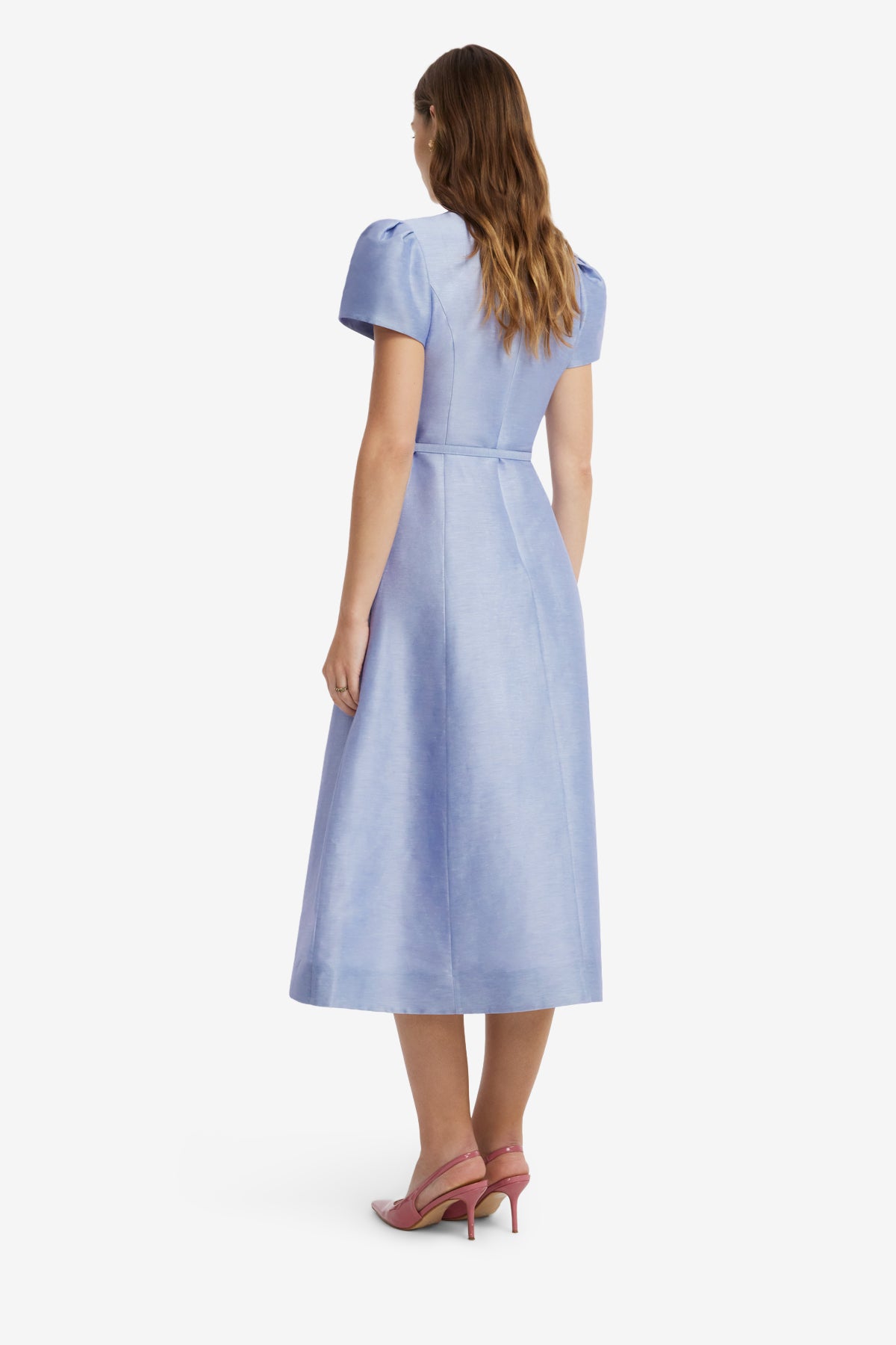 Marguerite Short Sleeve Midi Dress - Rose in Periwinkle