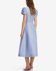 Marguerite Short Sleeve Midi Dress - Rose in Periwinkle