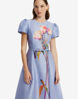 Marguerite Short Sleeve Midi Dress - Rose in Periwinkle
