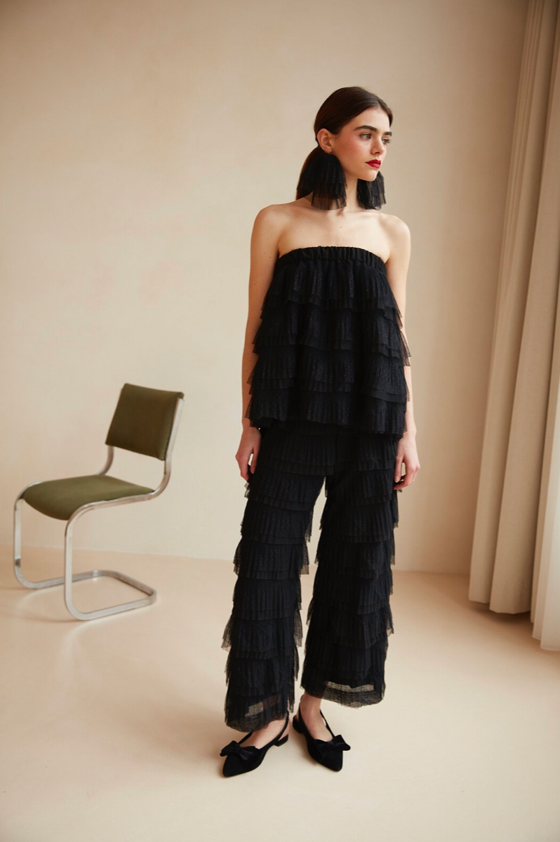 Black Cris Plumetis Blouse