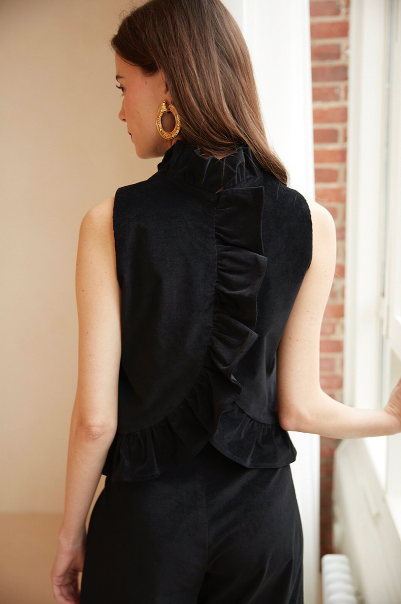 Valerio Black Velvet Blouse