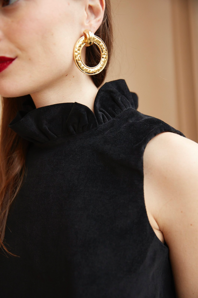 Valerio Black Velvet Blouse