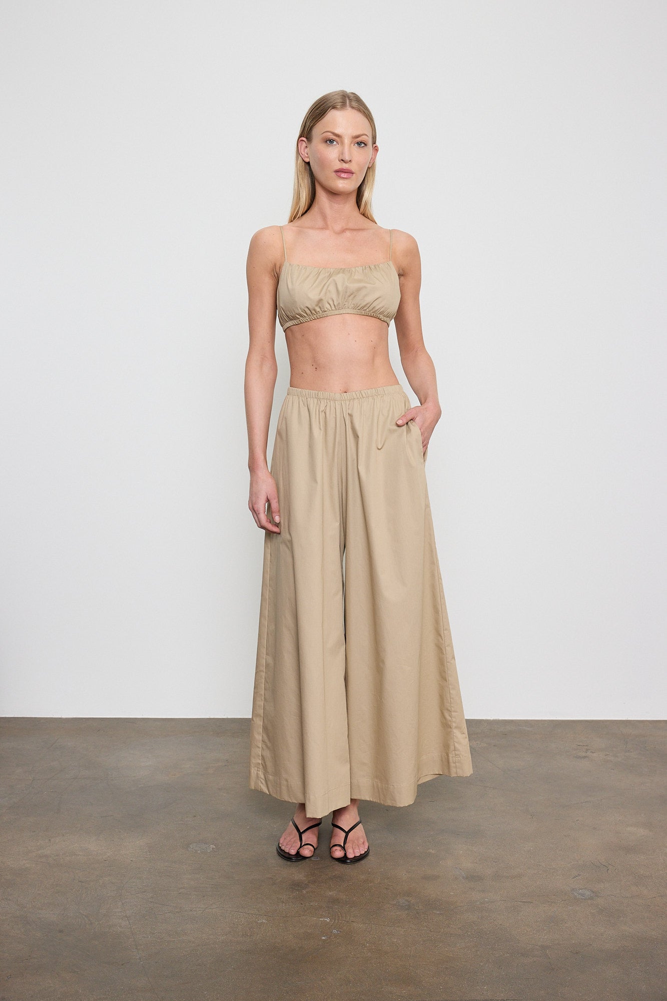 Cotton Cropped Palazzo Pant
