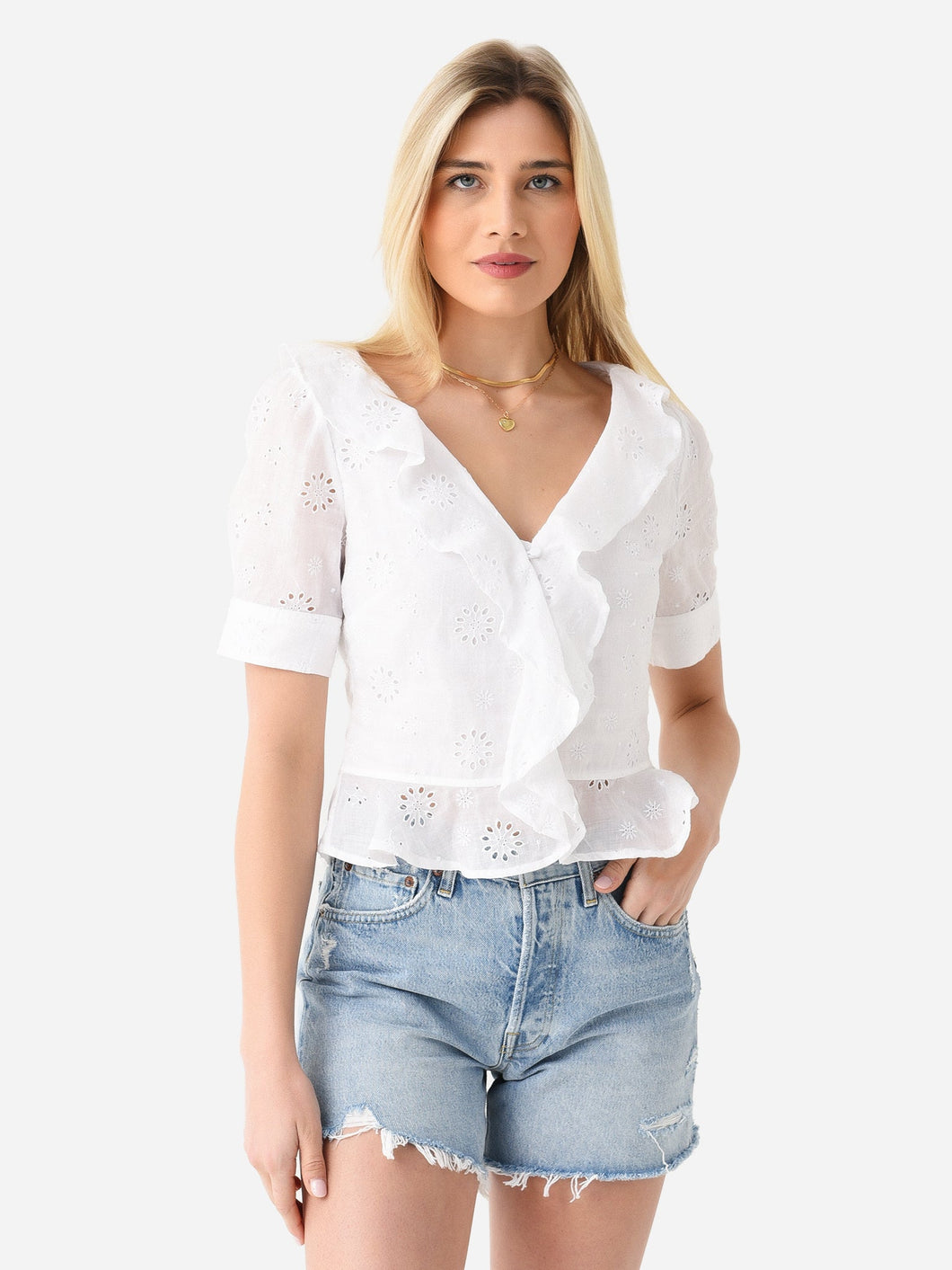 Ruffle Front Ss Top