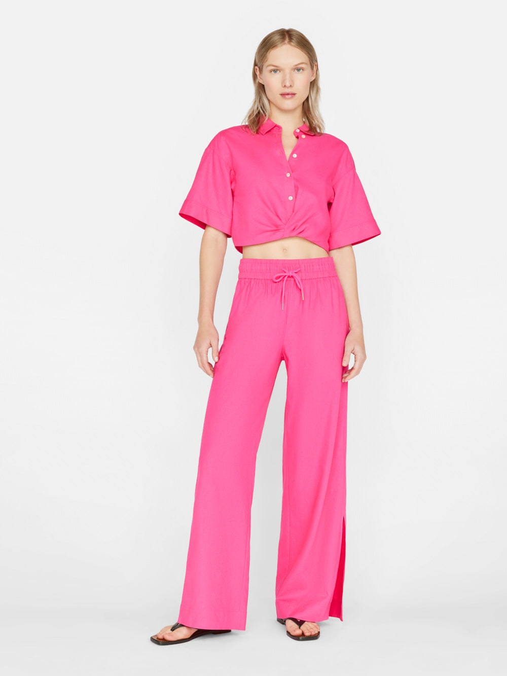 Cropped Twist Front Shirt