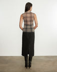 Plaid Mesh Sleeveless Twist Top