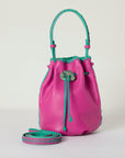 Pink/Green Leather Bucket Bag