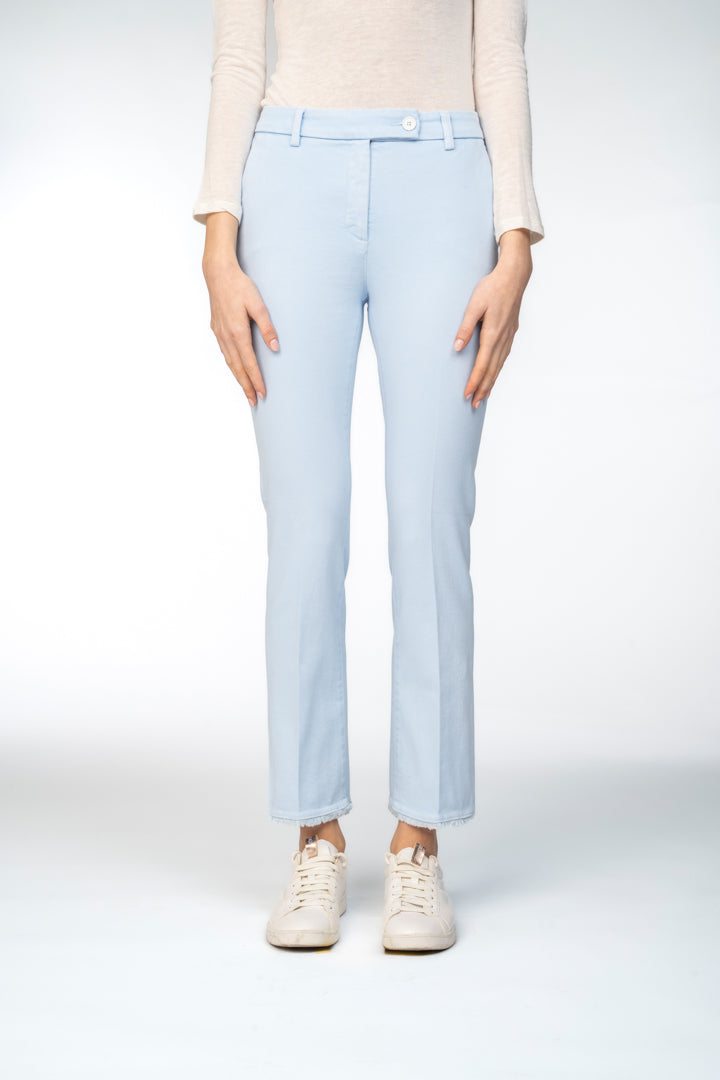 Flared Trousers with Frayed Hem