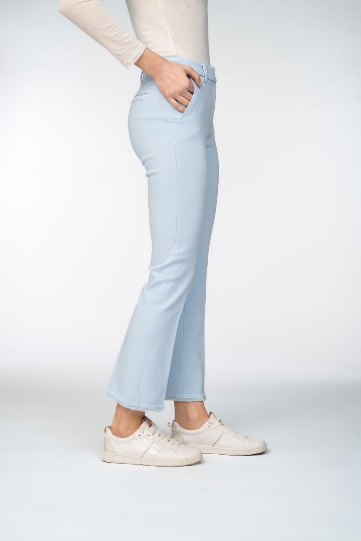 Flared Trousers with Frayed Hem