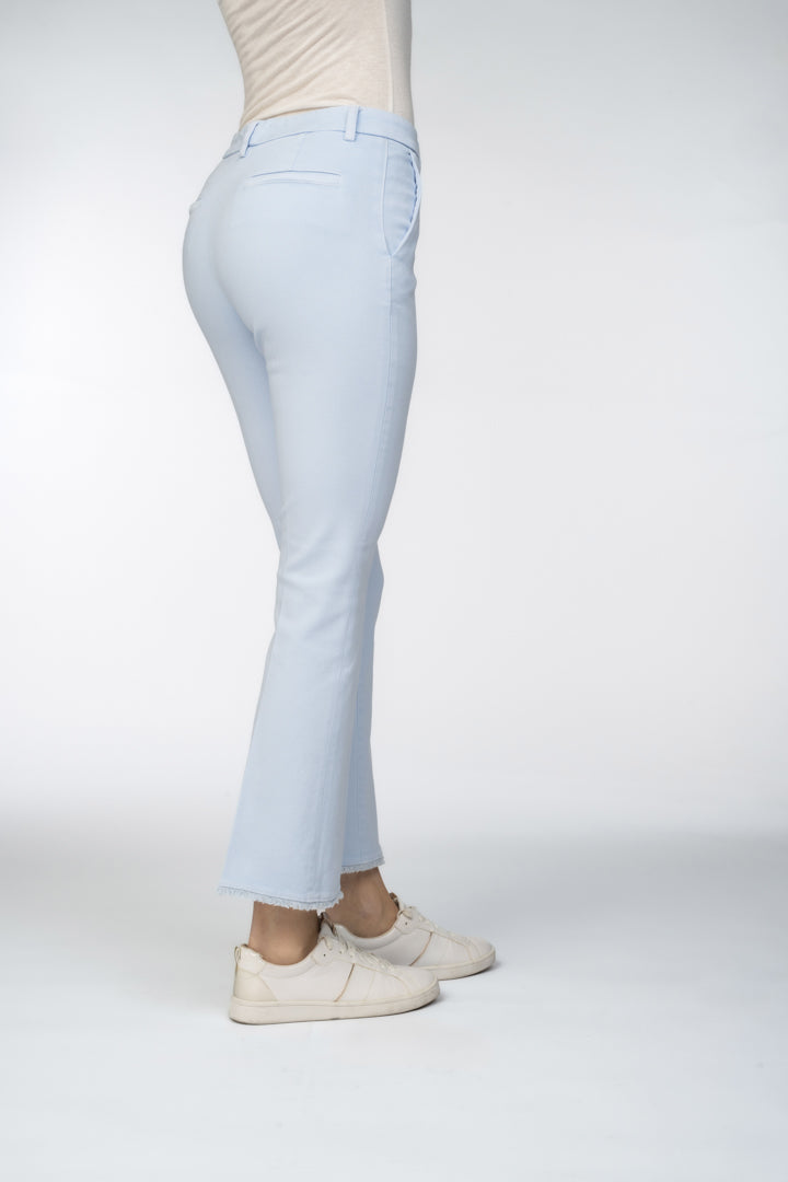 Flared Trousers with Frayed Hem