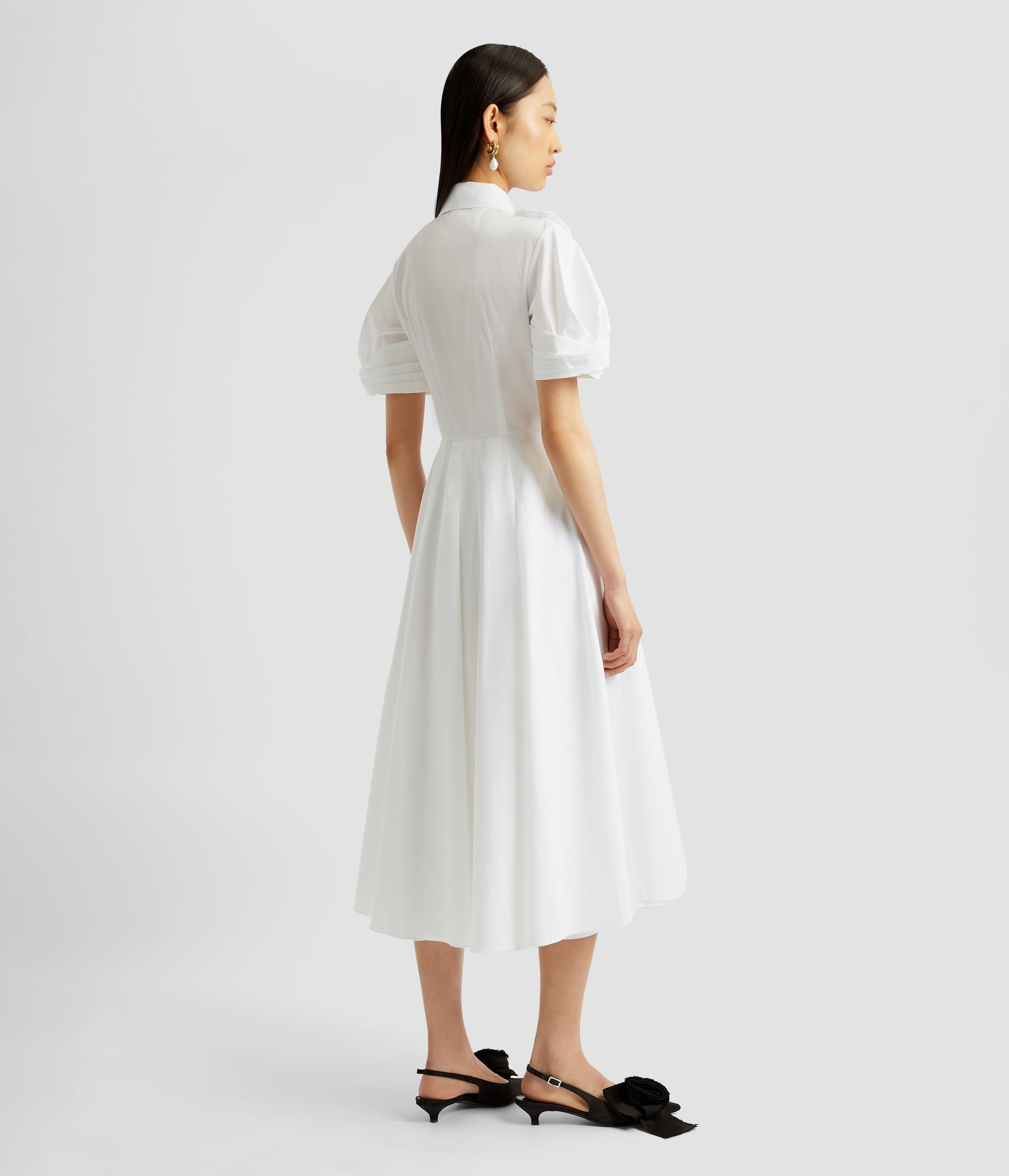 Shortslv Midi Shirt Dress