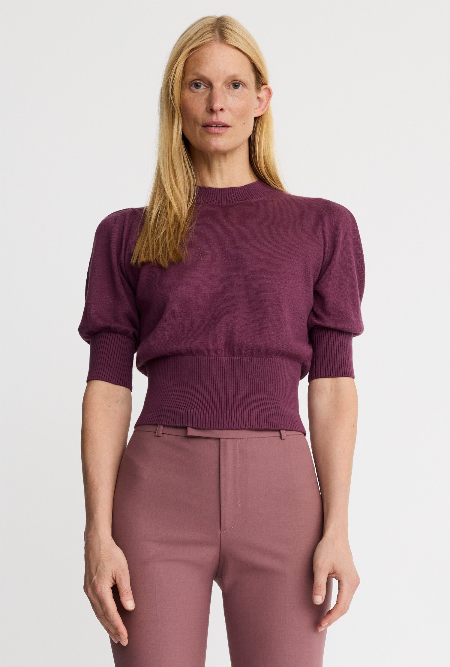 Cropped Pouf Sleeve Sweater