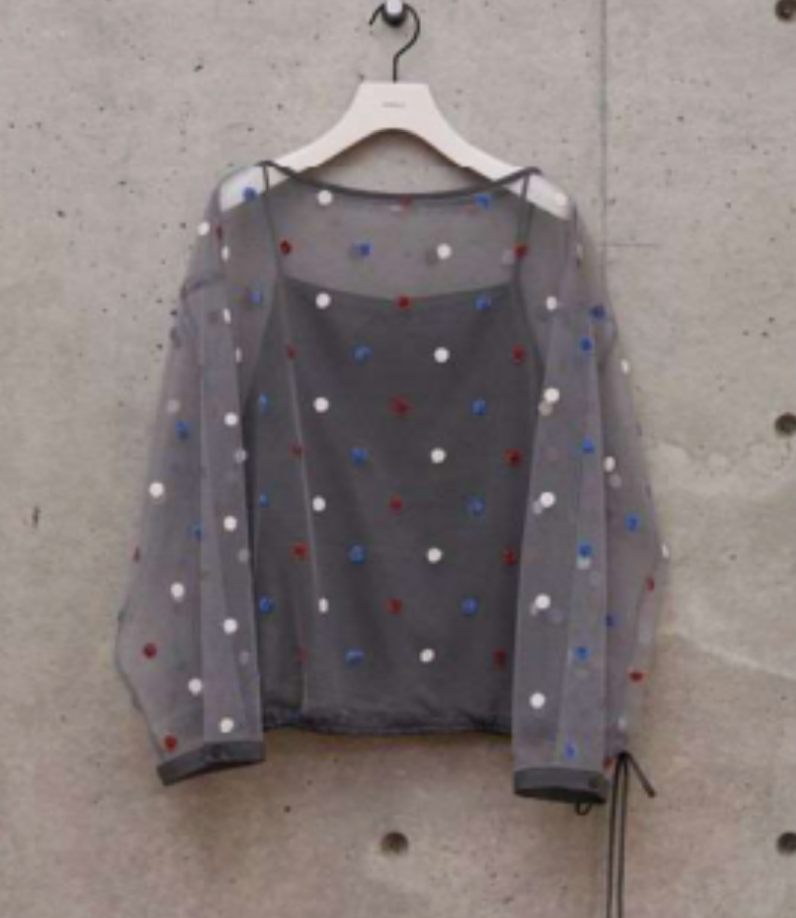 Dot lace layered blouse