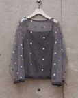 Dot lace layered blouse