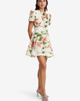 Elyse Short Sleeve Mini Dress - Vine Print in Snow