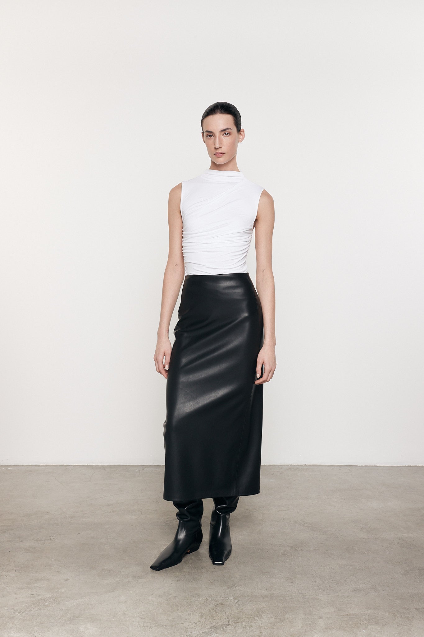 Ankle Length Leather Skirt