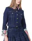 INDIGO DENIM BROCADE CUFF JACKET