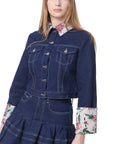 INDIGO DENIM BROCADE CUFF JACKET