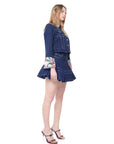 INDIGO DENIM BROCADE CUFF JACKET