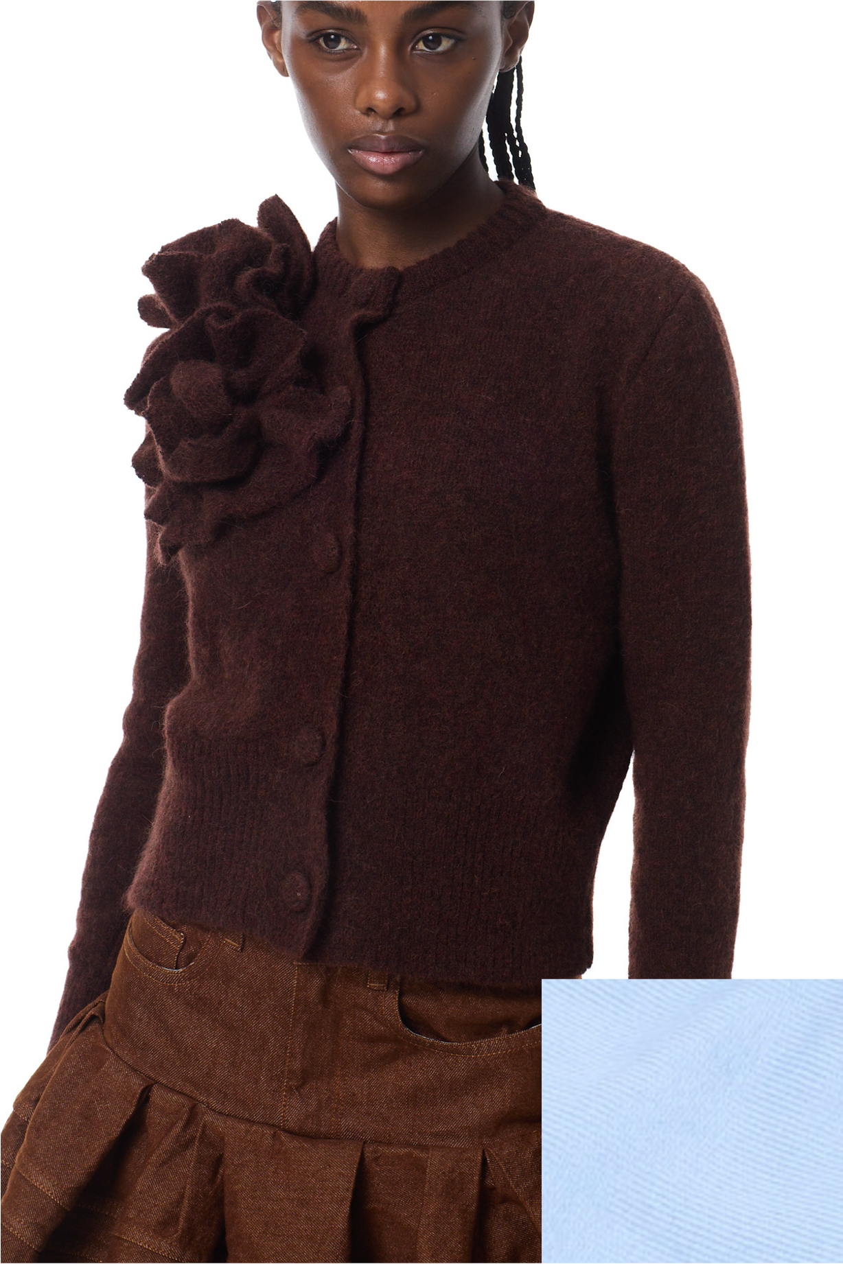 ALPACA KNIT FITTED FLOWER CARDIGAN