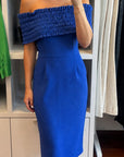 Strapless blue dress