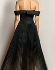 Strapless Onyx faille and tulle Ombre Gown