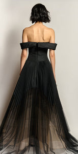 Strapless Onyx faille and tulle Ombre Gown