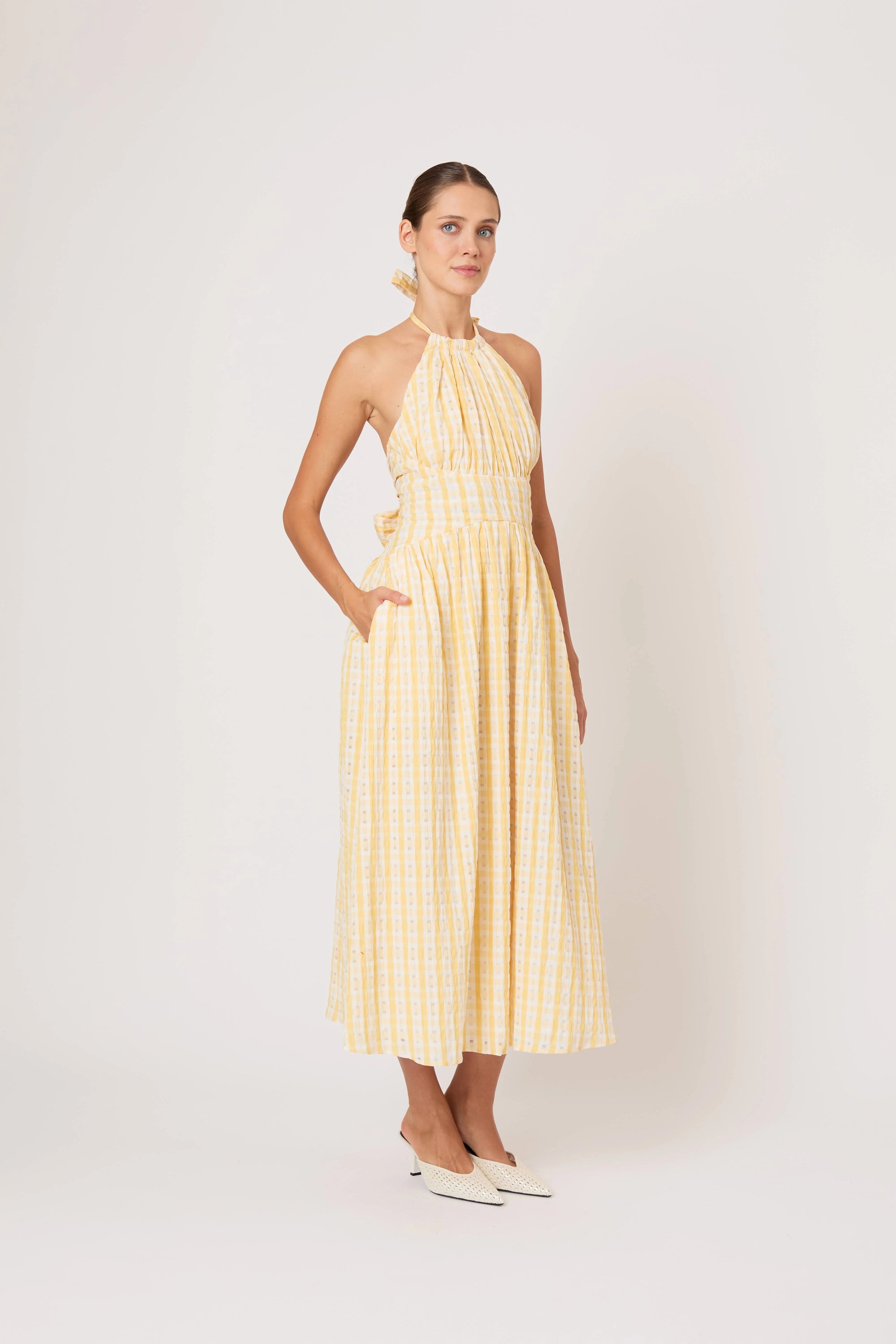 Rosie Assoulin Women's Halter in the Name of Love Dress, Yellow | Size: 4