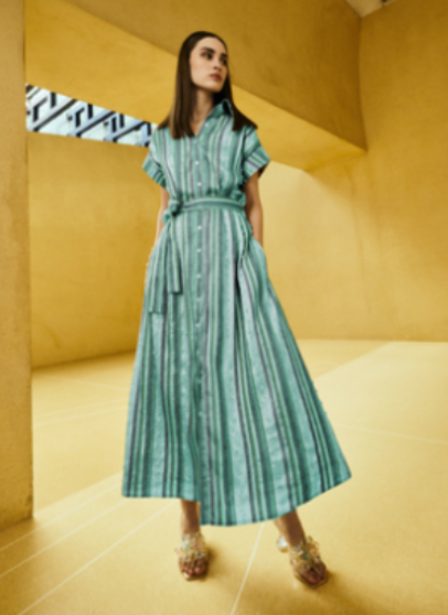 Jelly Mint Stripe Shirt Dress SOSUSU Jelly Mint Stripe Shirt Dress SOSUSU