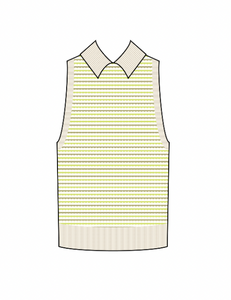 Striped Mesh Collared Tank