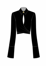 Load image into Gallery viewer, Collared Long Sleeve Wrap Top