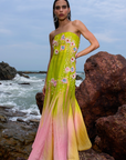 Sunset Glow Ombre Embroidered Gown