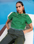 Emerald Crystal Embroidered Top