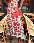 Crimson Rose Column Dress