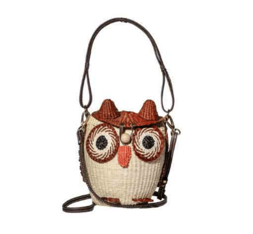 Woven Straw Owl Bag