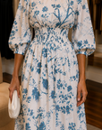 COTTON LINEN FIT AND FLARED MIDI DRESS